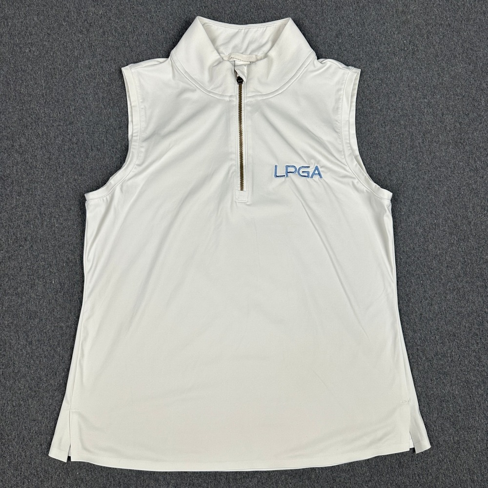 RHONE Course To Court Sleeveless Zip Polo Golf Shirt LPGA Tour White Women Small